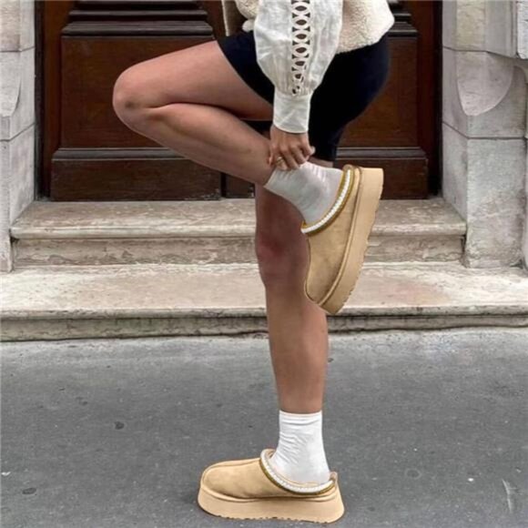 Platform Mini Boots Slippers for Women Indoor Slippers Slip on Fur - Picture 5 of 7